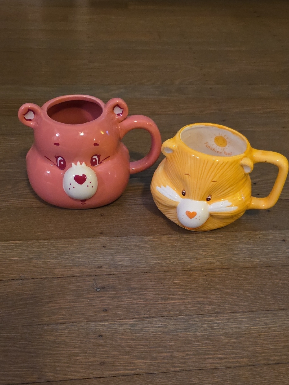 Care Bears: Pink and Yellow (Funshine Bear)  Bear Face Ceramic Mugs Set Of 2